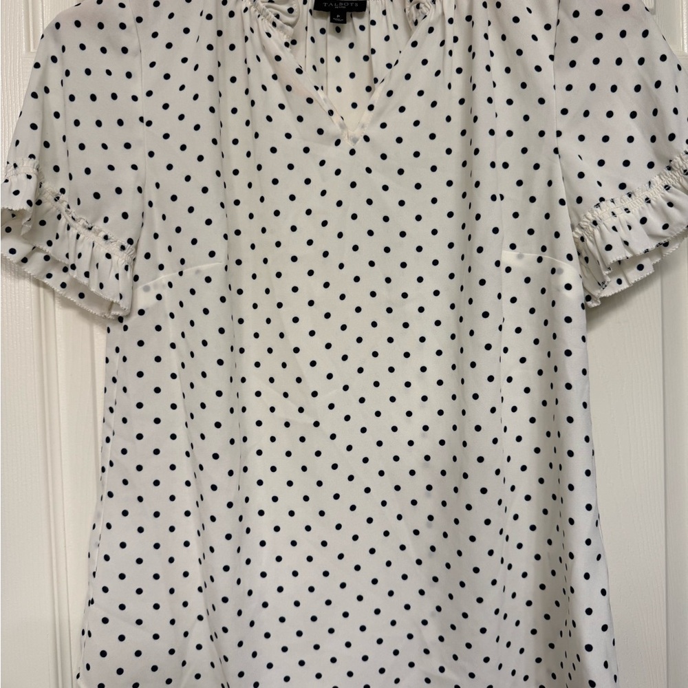 Talbots polka dots ruffle blouse - Picture 3 of 7